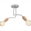 Lamkur Deckenlampe Grau Metall Holz 2-flammig E27 B: 45 cm ANANI< Deckenleuchten|Flurlampen