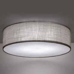TK Lighting Deckenlampe Grau rund flach Ø 60 cm Stoffschirm Modern< Deckenleuchten|Flurlampen