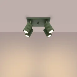 Sollux Deckenlampe Grün B: 25 cm klein schwenkbar 4x GU10 Aluminium< Flurlampen|Wohnzimmerlampen