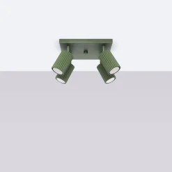 Sollux Deckenlampe Grün B: 25 cm klein schwenkbar 4x GU10 Aluminium< Flurlampen|Wohnzimmerlampen