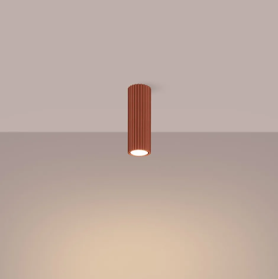 Flurlampen|Wohnzimmerlampen*Sollux Deckenlampe GU10 H: 20 cm Ø 6,5 cm klein Rot Aufputz Modern