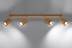 Deckenleuchten|Flurlampen*Sollux Deckenlampe Holz 4-flammig 80 cm lang wohnlich GU10