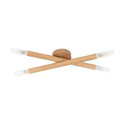 Deckenleuchten|Flurlampen*TK Lighting Deckenlampe Holz Glas 50 cm lang in Kiefer Weiß 4x G9