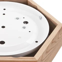 Flurlampen|Bürolampen*Lamkur Deckenlampe Holz Glas 6-eckig E27 32 cm breit Wohnzimmer