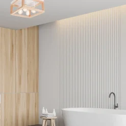 Deckenleuchten|Flurlampen*Lamkur Deckenlampe Holz Metall 4-flammig E27 B: 30 cm eckig