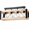Lamkur Deckenlampe Holz Metall Rustikal 63 cm lang Schwarz Natur< Deckenleuchten|Bürolampen