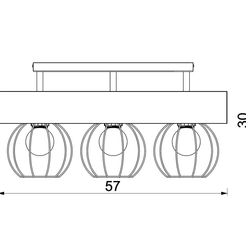 Luminex Deckenlampe Holz Metall Schwarz 57 cm E27 Draht 3-flmg< Deckenleuchten|Bürolampen