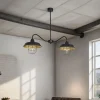 Luminex Deckenlampe Industrial Schwarz Gold 2x E27 120 cm lang< Deckenleuchten|Bürolampen