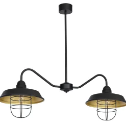 Luminex Deckenlampe Industrial Schwarz Gold 2x E27 120 cm lang< Deckenleuchten|Bürolampen