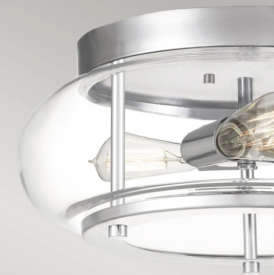 Deckenleuchten|Badezimmer Lampe*Elstead Deckenlampe IP44 Bad rund Ø 40,6 cm 3x E27 Chrom