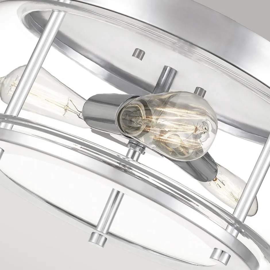 Deckenleuchten|Badezimmer Lampe*Elstead Deckenlampe IP44 Bad rund Ø 40,6 cm 3x E27 Chrom