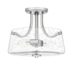 Elstead Deckenlampe Jugendstil rund Ø 31,3 cm Nickel Metall Regenglas< Flurlampen|Bürolampen