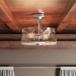 Elstead Deckenlampe Jugendstil rund Ø 31,3 cm Nickel Metall Regenglas< Flurlampen|Bürolampen