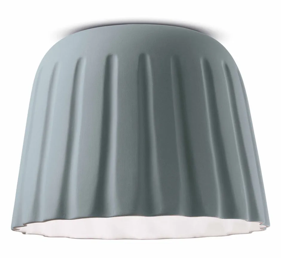 Ferroluce Deckenlampe Keramik Ø 40 cm rund Grau E27 Handarbeit ANDREA< Wohnzimmerlampen|Keramiklampen