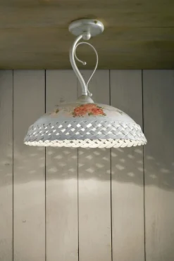 Wohnzimmerlampen|Keramiklampen*Ferroluce Deckenlampe Keramik E27 Ø 32 cm rund Landhaus ROSITO