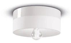 Wohnzimmerlampen|Keramiklampen*Ferroluce Deckenlampe Keramik E27 D: 25 cm Weiß rund Retro Design