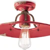 Ferroluce Deckenlampe Keramik Metall E27 Ø 40 cm Rot Shabby Antik< Wohnzimmerlampen|Keramiklampen