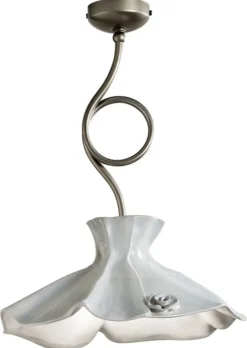 Ferroluce Deckenlampe Keramik Metall E27 in Silber Weiß Landhaus< Wohnzimmerlampen|Keramiklampen