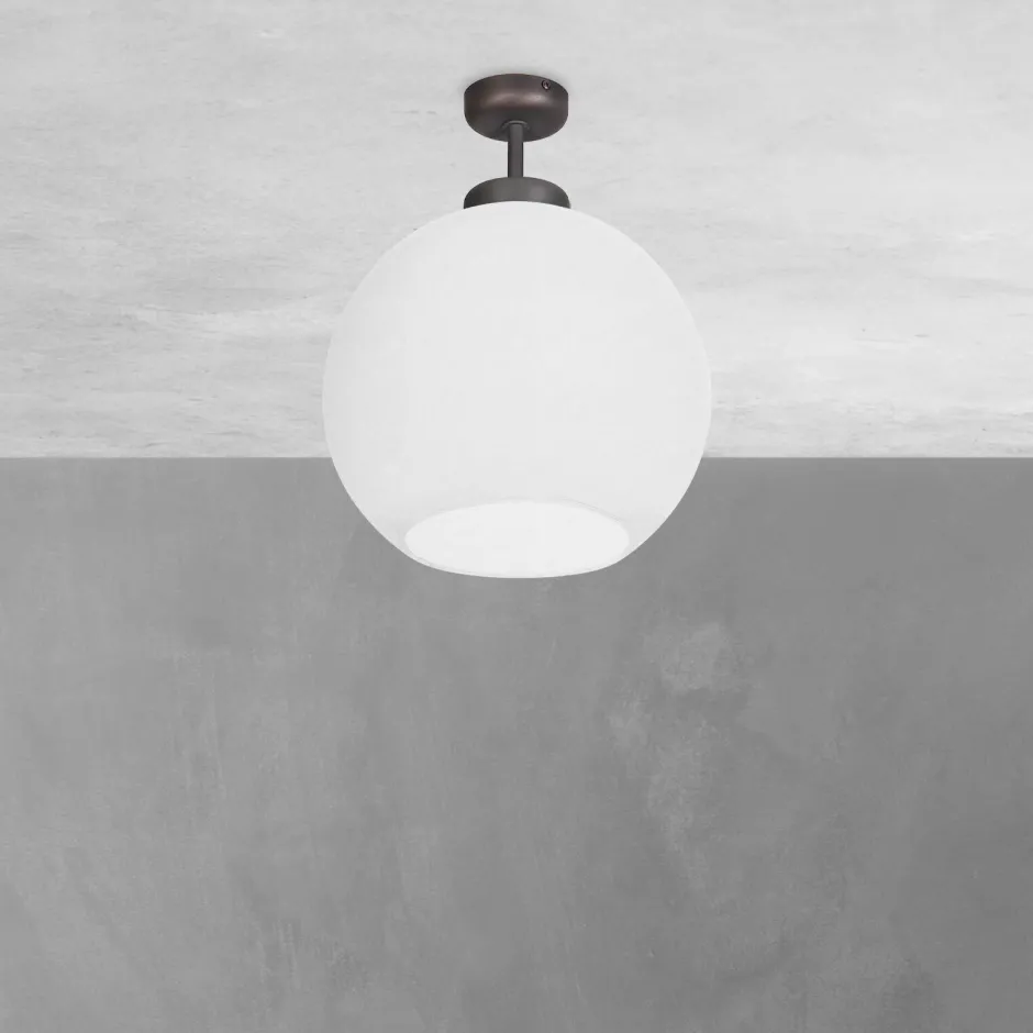 Deckenleuchten|Badezimmer Lampe*Giovanni Battista Deckenlampe Kugel Ø 24 cm Messing Glas E27 in Bronze Weiß