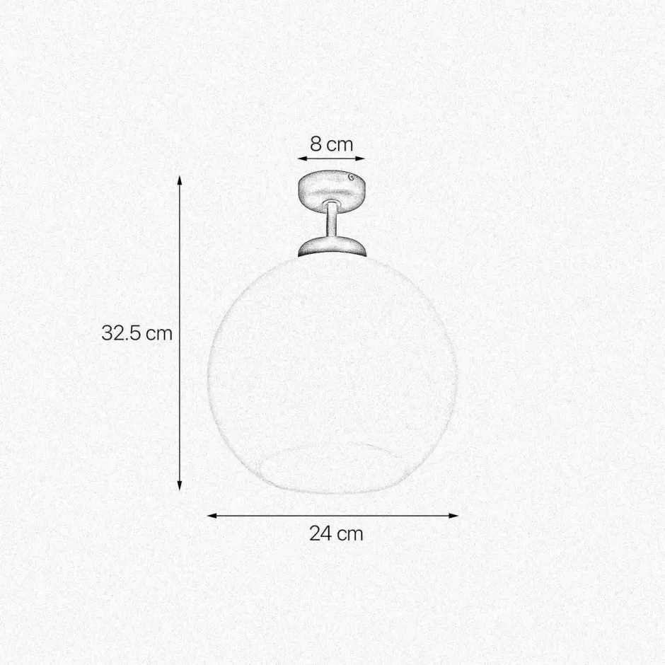 Deckenleuchten|Badezimmer Lampe*Giovanni Battista Deckenlampe Kugel Ø 24 cm Messing Glas E27 in Bronze Weiß