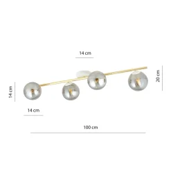 Deckenleuchten|Flurlampen*Emibig Deckenlampe Kugel Schirme Glas Metall 100 cm lang