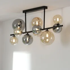 Paul Neuhaus Deckenlampe Kugeln Rauchgrau Bernstein Glas 85 cm G9< Deckenleuchten|Bürolampen