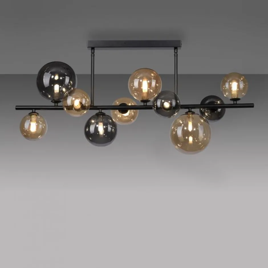 Paul Neuhaus Deckenlampe Kugeln Rauchgrau Bernstein Glas 85 cm G9< Deckenleuchten|Bürolampen