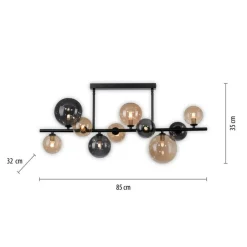 Paul Neuhaus Deckenlampe Kugeln Rauchgrau Bernstein Glas 85 cm G9< Deckenleuchten|Bürolampen