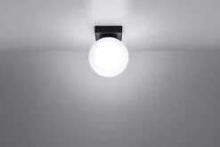 Deckenleuchten|Flurlampen*Sollux Deckenlampe Kugelschirm Ø 12 cm Weiß Schwarz G9 Glas