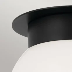 Elstead Deckenlampe Kugelschirm Glas Metall Ø 20,3 cm Schwarz Weiß E27< Deckenleuchten|Flurlampen