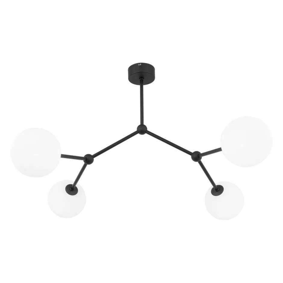 TK Lighting Deckenlampe Kugelschirm Schwarz Weiß Metall Glas< Deckenleuchten|Kugellampen