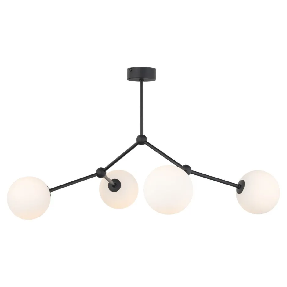 TK Lighting Deckenlampe Kugelschirm Schwarz Weiß Metall Glas< Deckenleuchten|Kugellampen