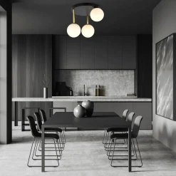 Deckenleuchten|Bürolampen*Emibig Deckenlampe Kugelschirme 3x E14 Schwarz Weiß Gold