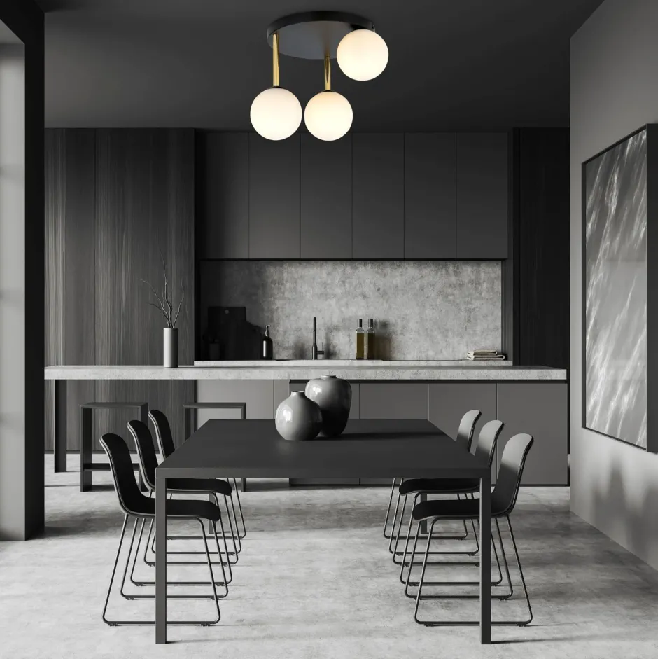 Deckenleuchten|Bürolampen*Emibig Deckenlampe Kugelschirme 3x E14 Schwarz Weiß Gold