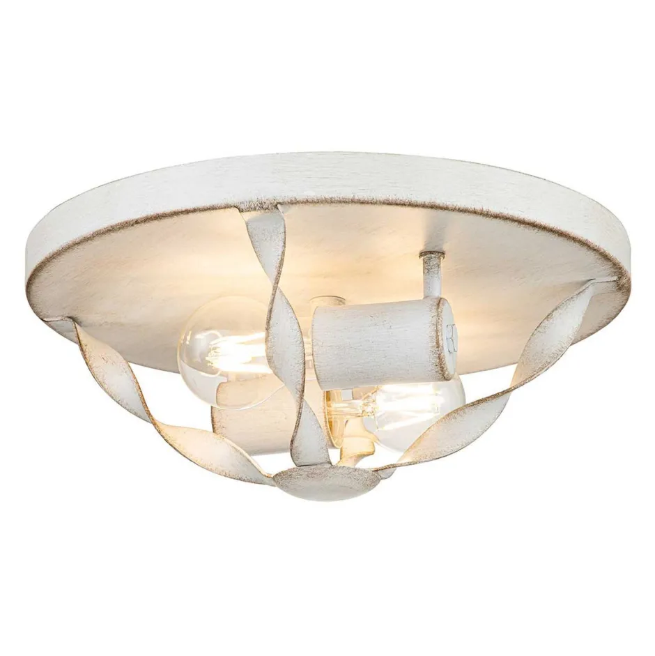 Elstead Deckenlampe Landhausstil D: 33 cm rund Shabby Weiß Antik< Flurlampen|Bürolampen