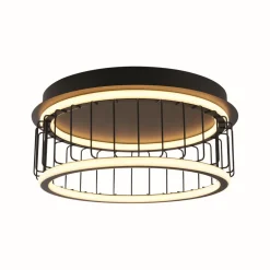 Wohnzimmerlampen|Schlafzimmer Lampen*Searchlight Deckenlampe LED rund Schwarz Weiß 3000 K 1074 lm D: 40 cm