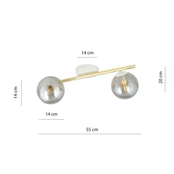 Emibig Deckenlampe LUISELLA 55 cm lang Weiß Graphit Gold< Deckenleuchten|Flurlampen