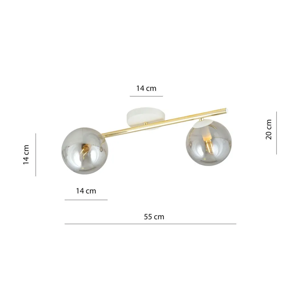 Emibig Deckenlampe LUISELLA 55 cm lang Weiß Graphit Gold< Deckenleuchten|Flurlampen