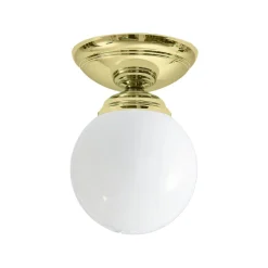 Giovanni Battista Deckenlampe Messing Glas E14 Ø 12 cm Kugel Schirm< Deckenleuchten|Badezimmer Lampe