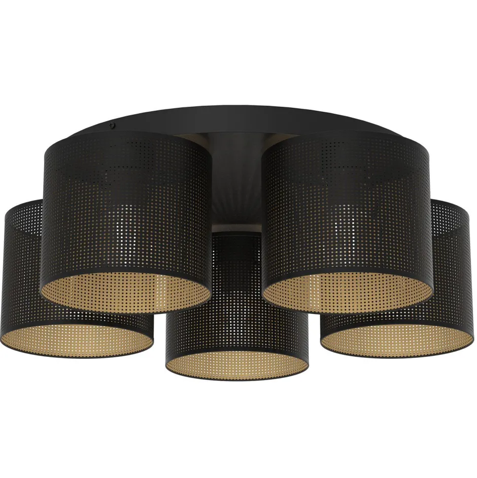 Deckenleuchten|Flurlampen*Luminex Deckenlampe Metall Ø58 cm E27 5-flmg Loft Schwarz Gold