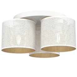 Luminex Deckenlampe Metall Ø45 cm rund E27 Loft in Weiß Gold< Deckenleuchten|Flurlampen