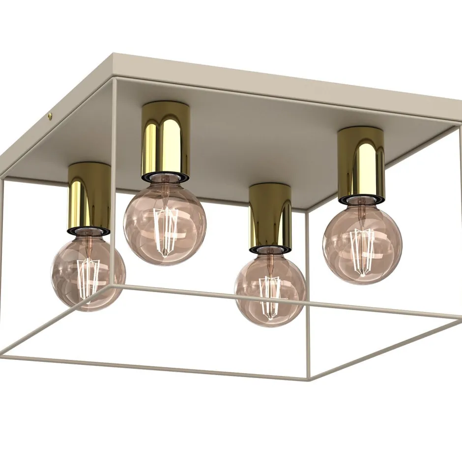 Deckenleuchten|Flurlampen*Luminex Deckenlampe Metall Beige Gold L:34 cm E27 Industrial