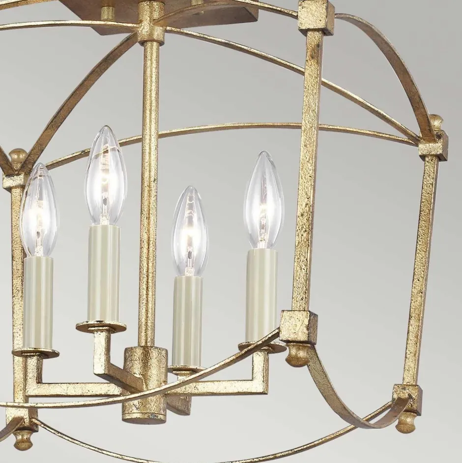 Deckenleuchten|Badezimmer Lampe*Elstead Deckenlampe Metall E14 36,5 cm breit in Antikgold