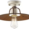 Ferroluce Deckenlampe Metall E27 rund Ø 30 cm Creme Rostbraun< Wohnzimmerlampen|Keramiklampen