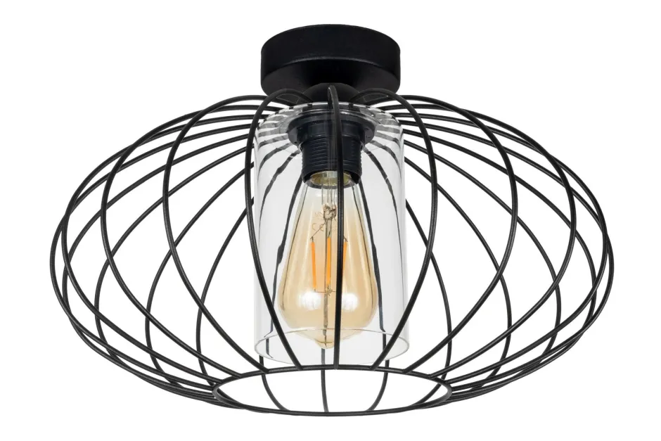 Belis Deckenlampe Metall E27 rund Ø34 cm Schwarz Retro Design< Flurlampen|Bürolampen