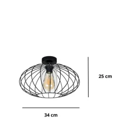 Belis Deckenlampe Metall E27 rund Ø34 cm Schwarz Retro Design< Flurlampen|Bürolampen