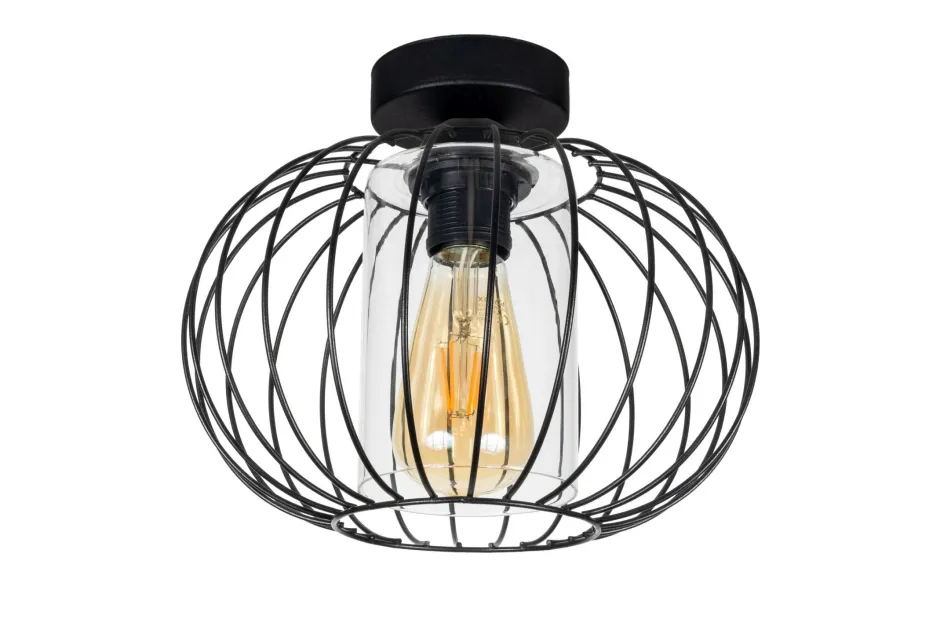 Belis Deckenlampe Metall E27 rund Ø25 cm Schwarz Retro Design< Flurlampen|Bürolampen