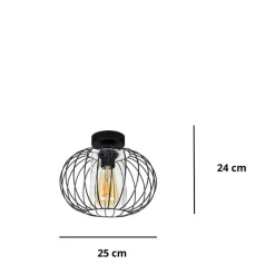 Belis Deckenlampe Metall E27 rund Ø25 cm Schwarz Retro Design< Flurlampen|Bürolampen