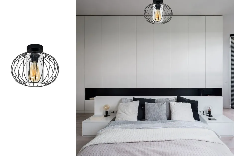 Belis Deckenlampe Metall E27 rund Ø25 cm Schwarz Retro Design< Flurlampen|Bürolampen