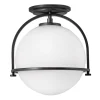 Deckenleuchten|Badezimmer Lampe*Elstead Deckenlampe Metall Glas Ø 28,2 cm rund Schwarz Weiß E27